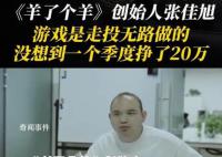 羊了个羊创始人没想到仨月赚20万 称羊了个羊是走投无路时做的