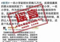 小学副班长受贿数万?官方:不实