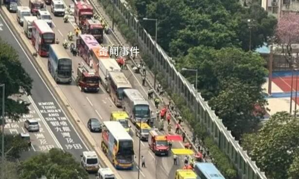 香港发生5车相撞事故致75人受伤 多辆旅游巴合共有200多名乘客