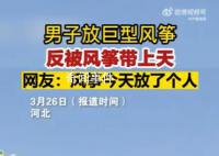 男子放巨型风筝反被带上天 十分惊险