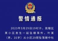 男子29楼坠落砸死男童 警方通报 