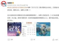铃芽之旅连续10天票房日冠 票房占比观影人次第一