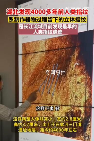 湖北发现4000多年前人类指纹 是长江流域目前所见最早的人类指纹遗迹