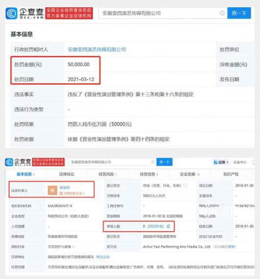 坠亡女演员演艺公司参保人数为0 曾因违规被罚