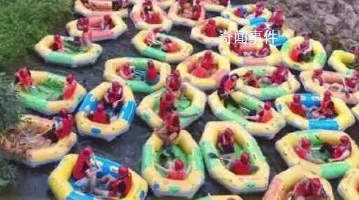 海南一漂流景区五一堵船了 网友：好像在下饺子一样