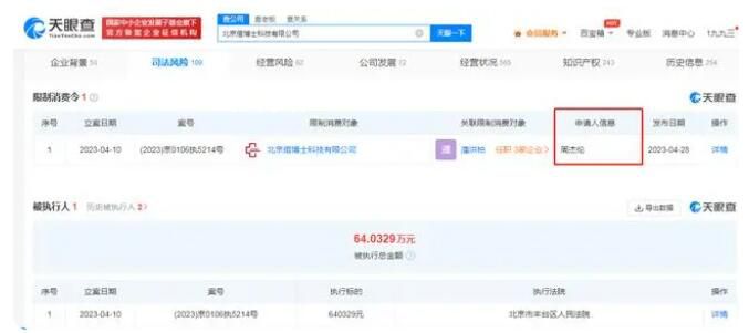 周杰伦申请限消痘博士 涉及合同纠纷案件