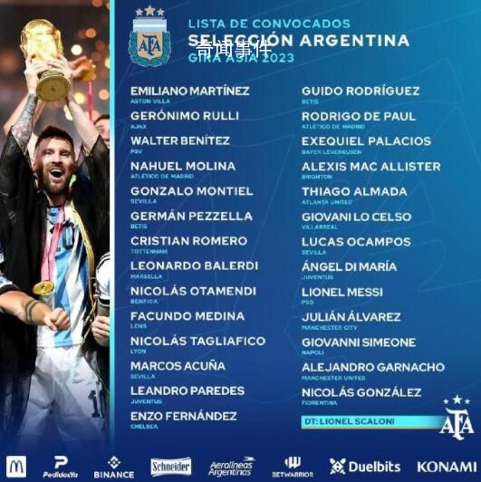 阿根廷亚洲行名单出炉 哪些球员来中国