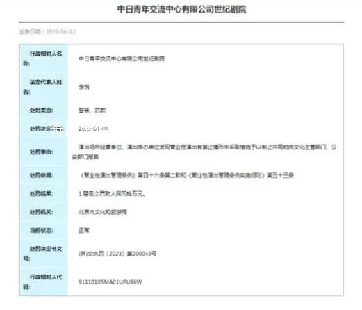 脱口秀演员李昊石演出剧院被罚10万 众多艺术家曾在此登台献艺