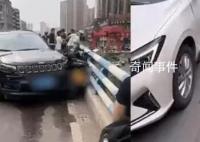 吉普车失控跨线将骑手撞下高架桥 围观群众大喊快打120