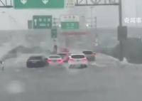 上海暴雨 高架桥成“高架河”