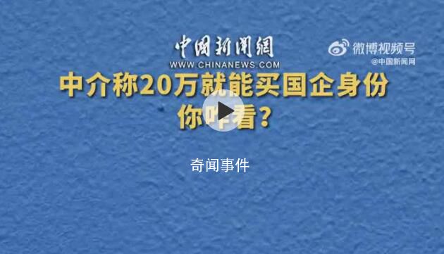中介称20万就能买国企身份 甚至只需刻个章就能成为国企