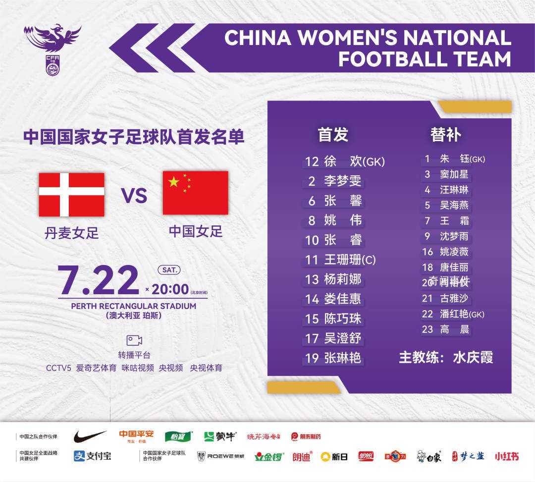 中国女足世界杯首战 中国女足将对阵丹麦女足