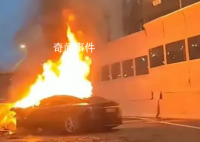 特斯拉撞上高架石墩起火 目击者发声