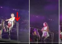 Jennie演唱会扶栏杆差点摔下去 实在是太危险了
