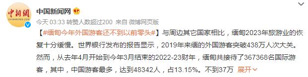 缅甸今年外国游客不到之前零头 旅游业的恢复十分缓慢