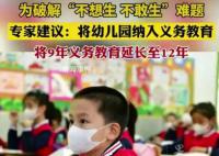 专家建议将幼儿园纳入义务教育 幼儿园教育仍然被视为一种商业服务