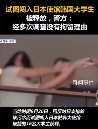 试图闯入日使馆大学生被释放 警方：没有拘留理由