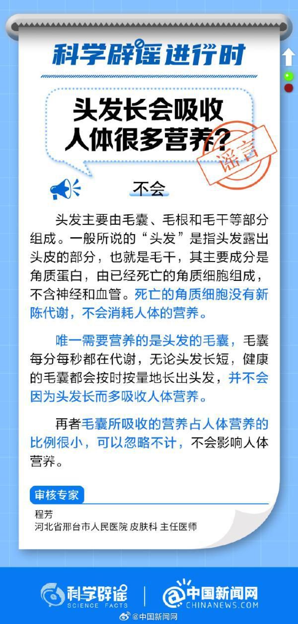 头发长会吸收人体很多营养?