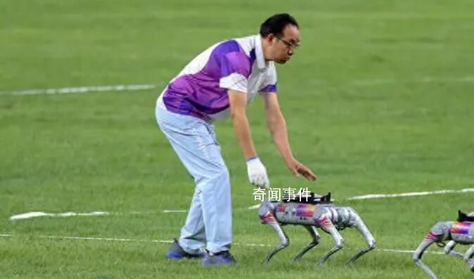 亚运赛场上电子狗狂奔捡铁饼 系世界首次