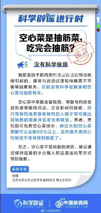 空心菜是抽筋菜吃完会抽筋?谣言