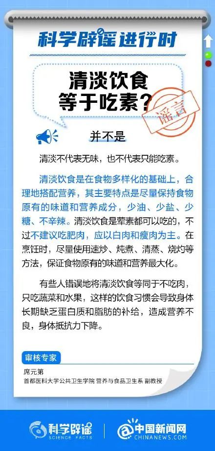 清淡饮食等于吃素?清淡不代表无味