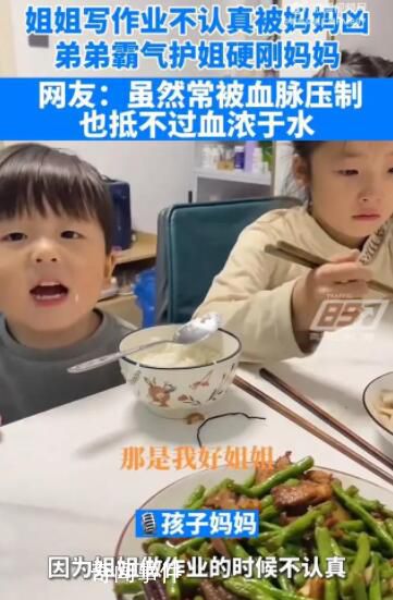 姐姐被批评弟弟霸气护姐 实在是太可爱了