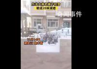 东北大爷把积雪砌成20米城墙 网友评论：造个型还哈哈哈