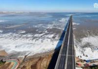 青岛胶州湾出现海冰凌景观 今年胶州湾结冰现象早于去年