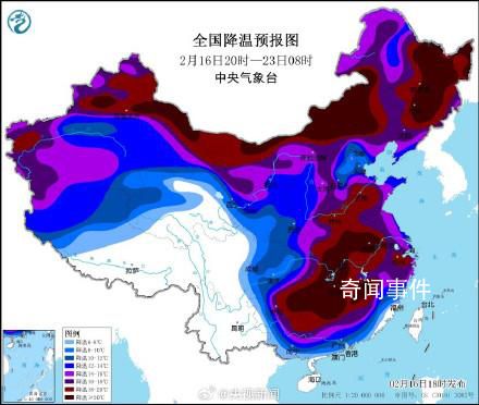 全国降温预报图变深红色了